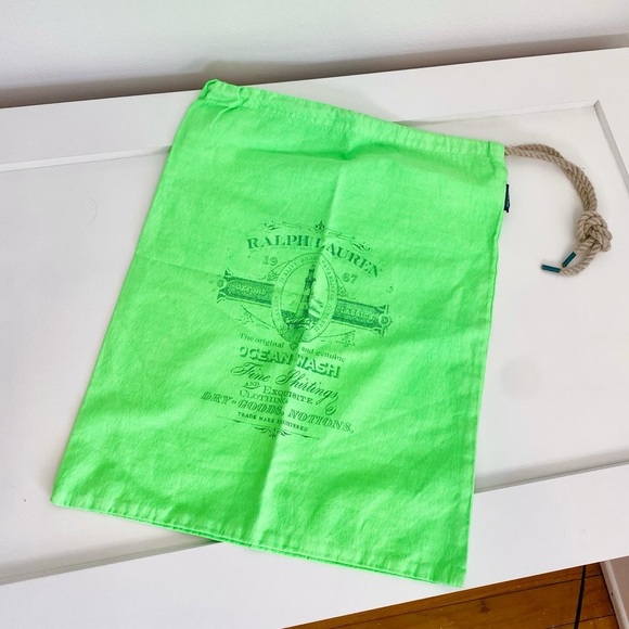 Neon Green Ralph Lauren Nautical Ocean Wash Drawstring Multi-Use Bag - Picture 4 of 5